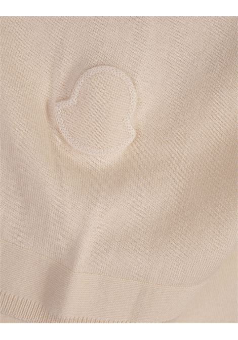 T-Shirt Beige In Seta e Cotone Con Patch Logo MONCLER | 091-9C00011 M6329034